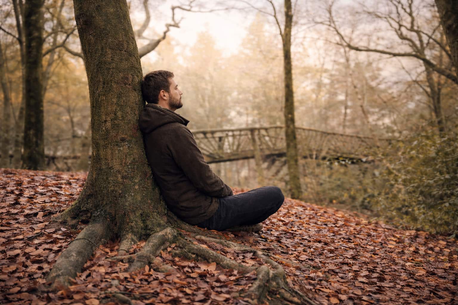 Meditatie ademmeditatie in het bos